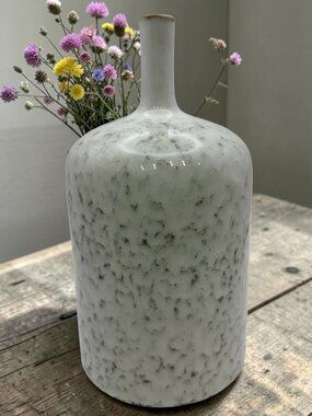 VTG Mid Century Modern Carafe-Style Speckled Stoneware Vase –West German Pottery